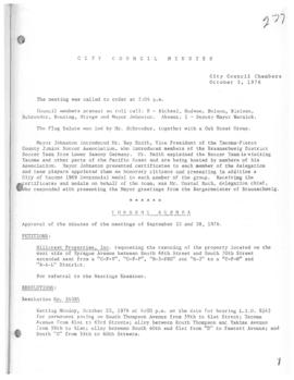 City Council Meeting Minutes, October 5, 1976
