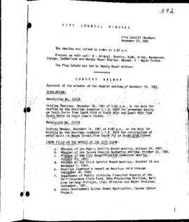 City Council Meeting Minutes, November 17, 1981