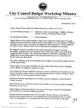 City Council Meeting Minutes, November 20, 2004