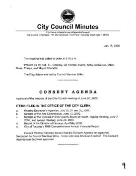 City Council Meeting Minutes, July 18, 2000