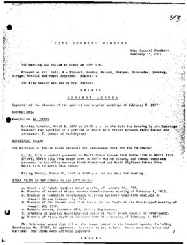 City Council Meeting Minutes, February 15, 1977