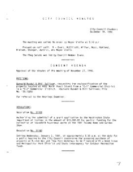 City Council Meeting Minutes, December 18, 1990
