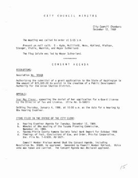 City Council Meeting Minutes, December 12, 1989