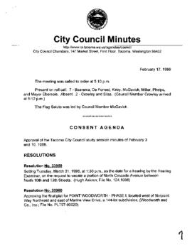 City Council Meeting Minutes, February 17, 1998