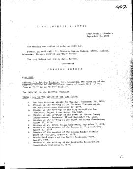 City Council Meeting Minutes, September 26, 1978