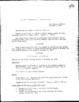 City Council Meeting Minutes, December 5, 1978
