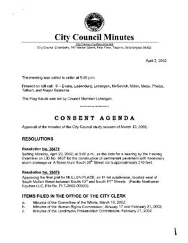 City Council Meeting Minutes, April 2, 2002