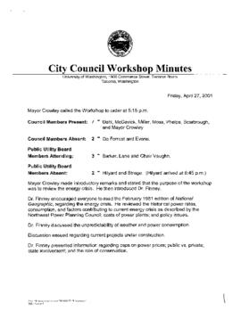 City Council Meeting Minutes, April 27, 2001