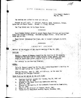 City Council Meeting Minutes, May 26, 1981