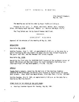 City Council Meeting Minutes, May 28, 1991