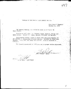 City Council Meeting Minutes, Special, October 24, 1978