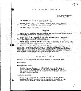 City Council Meeting Minutes, October 28, 1980