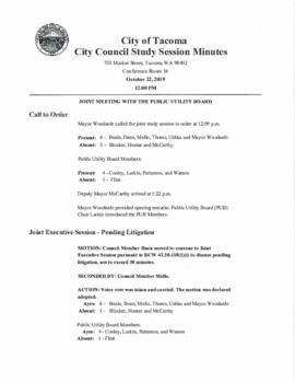 City Council Study Session Minutes, October 22, 2019