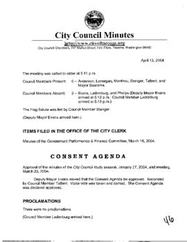 City Council Meeting Minutes, April 13, 2004