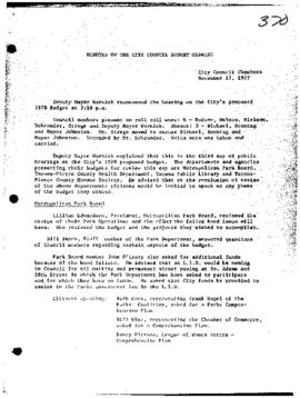 City Council Meeting Minutes, November 17, 1977