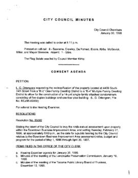 City Council Meeting Minutes, January 30, 1996