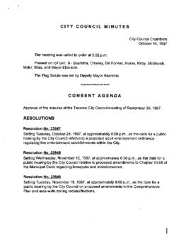 City Council Meeting Minutes, October 14, 1997