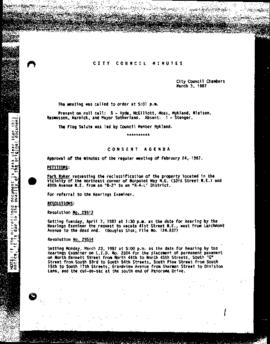 City Council Meeting Minutes, March 3, 1987