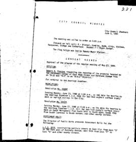 City Council Meeting Minutes, June 3, 1980
