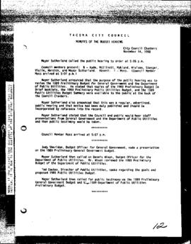 City Council Meeting Minutes, November 14, 1988
