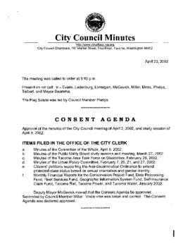 City Council Meeting Minutes, April 23, 2002