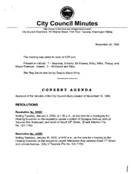 City Council Meeting Minutes, November 30, 1999