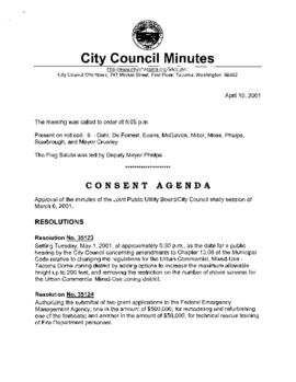 City Council Meeting Minutes, April 10, 2001