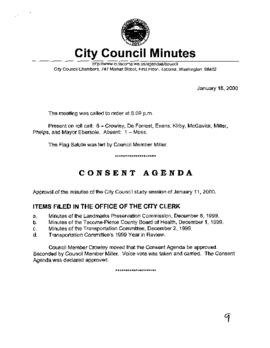 City Council Meeting Minutes, January 18, 2000