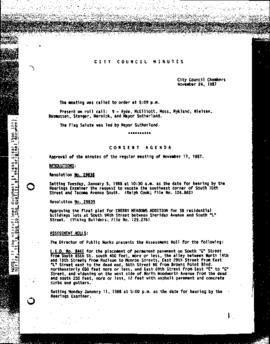 City Council Meeting Minutes, November 24, 1987