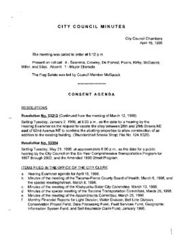 City Council Meeting Minutes, April 16, 1996