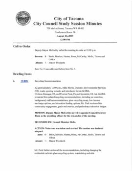City Council Study Session Minutes, August 13, 2019