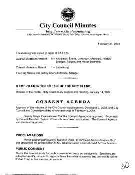 City Council Meeting Minutes, February 24, 2004