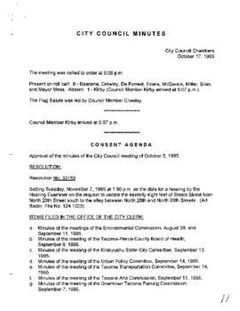 City Council Meeting Minutes, October 17, 1995