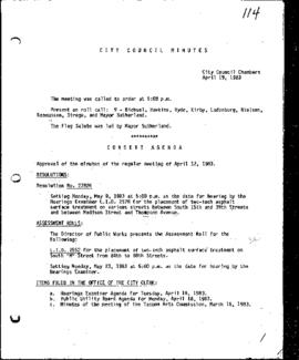City Council Meeting Minutes, April 19, 1983