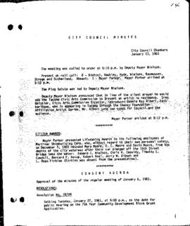 City Council Meeting Minutes, January 13, 1981
