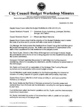 City Council Meeting Minutes, September 30, 2004