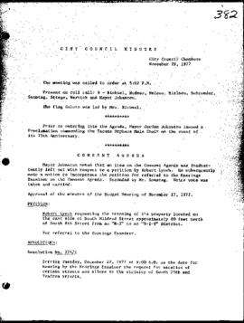 City Council Meeting Minutes, November 29, 1977