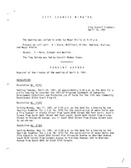 City Council Meeting Minutes, April 16, 1991