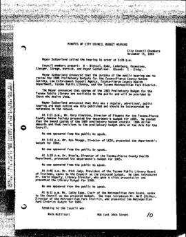 City Council Meeting Minutes, November 15, 1984