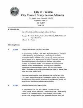 City Council Study Session Minutes, July 30, 2019