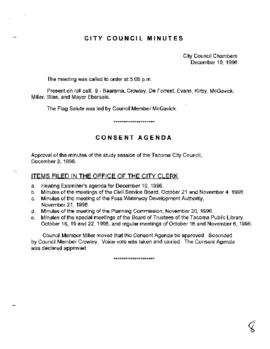 City Council Meeting Minutes, December 10, 1996