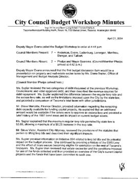 City Council Meeting Minutes, April 21, 2004
