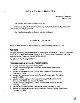 City Council Meeting Minutes, April 2, 1996
