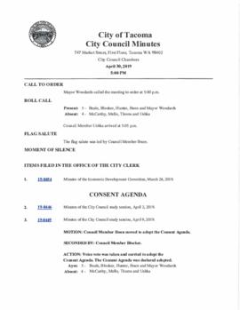 City Council Meeting Minutes, April 30, 2019
