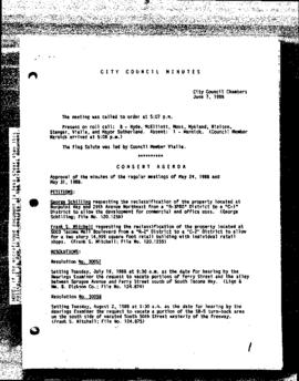 City Council Meeting Minutes, June 7, 1988