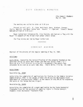 City Council Meeting Minutes, May 23, 1989