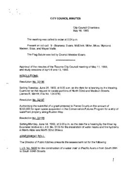 City Council Meeting Minutes, May 18, 1993
