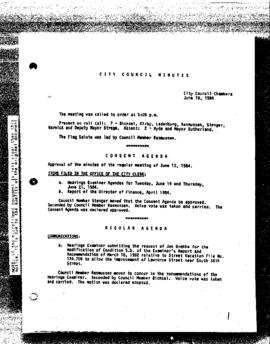 City Council Meeting Minutes, June 19, 1984