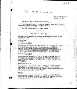 City Council Meeting Minutes, November 3, 1981