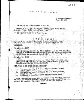 City Council Meeting Minutes, August 25, 1981